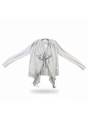Hollister Gray Fringe Open-Front Lightweight Cardigan Sweater Size S
